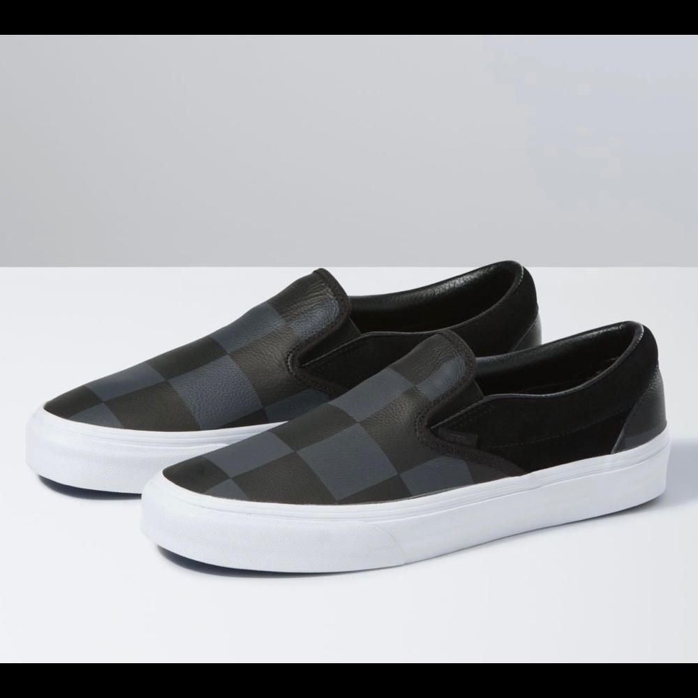 Vans Leather/Suede Check Classic Slip Ons